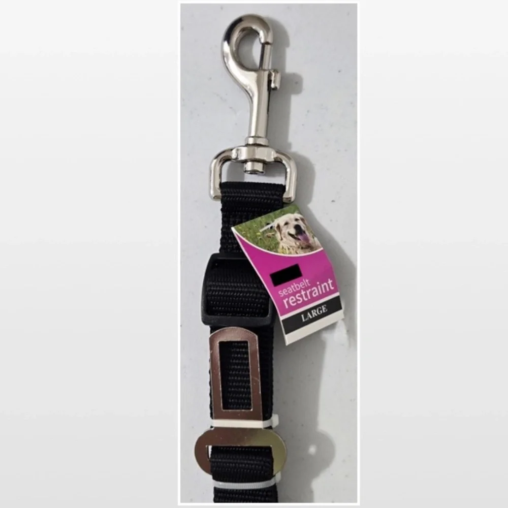 New Pet Dog Seatbelt Restraint Leash Car Safety Black Silver Removable NWT